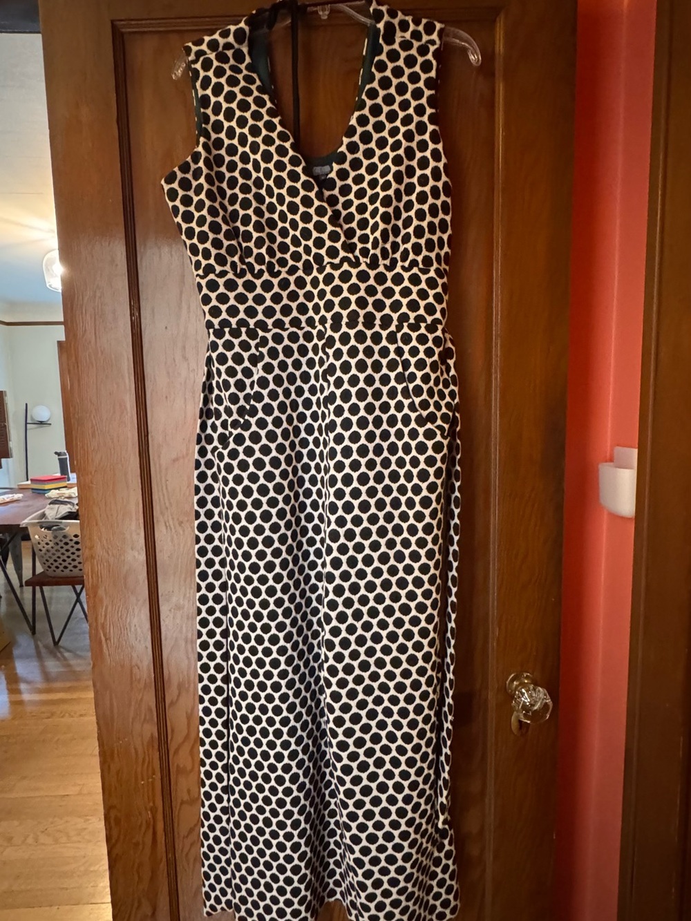 Eva Franco Black and White Polka Dot Sleeveless Jumpsuit